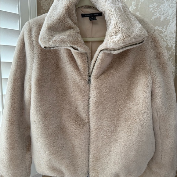 French Connection Cream faux fur zip upTeddy Jacket - Picture 3 of 10